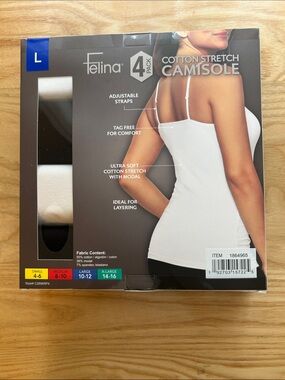 Felina White Cotton Stretch Camisole 4-Pack - White